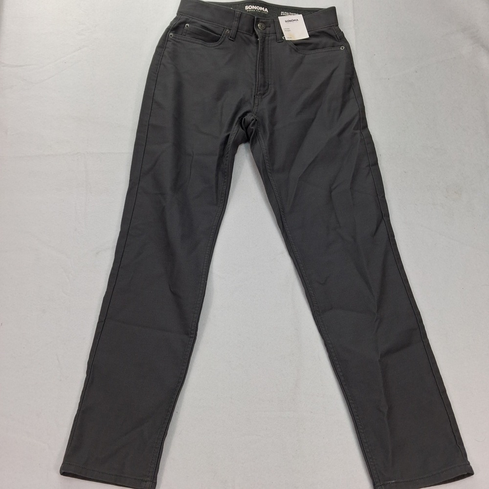 Sonoma Pants Mens 29x30 All-Day Comfort Straight Gray 5-Pocket NEW